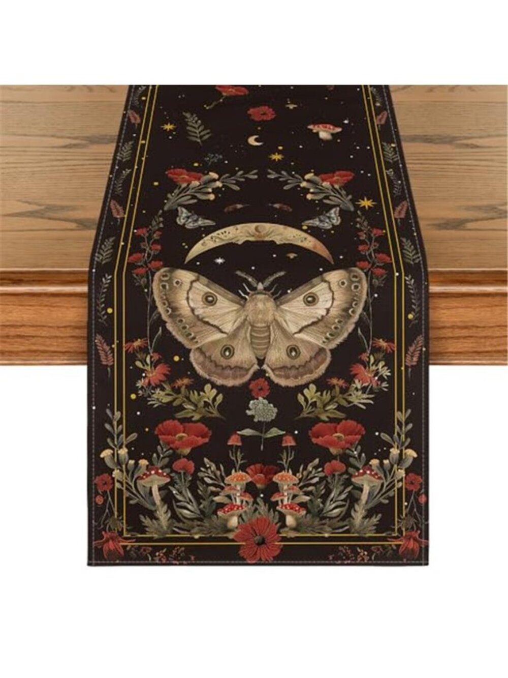Black Table Runner 13 x 72 Inch Polyester Dining Kitchen Table Decor Washable